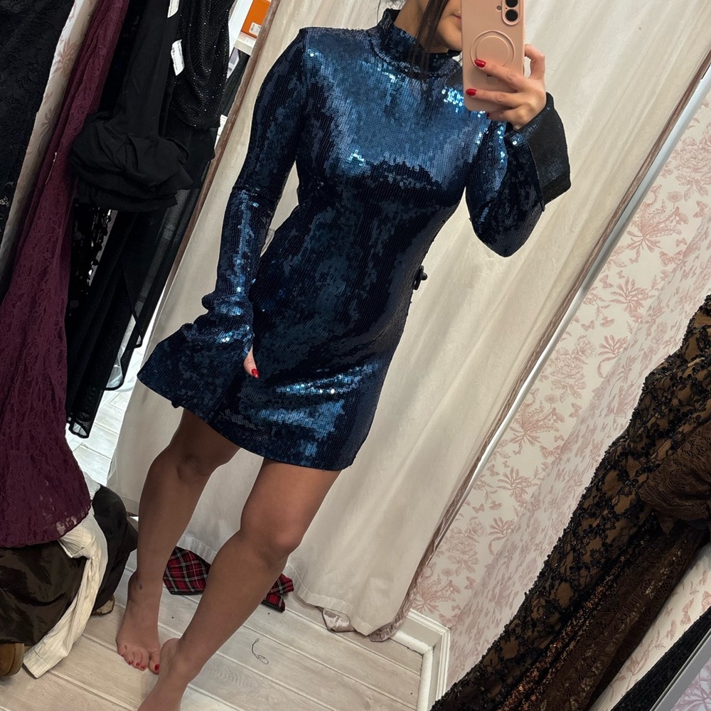 Glamorous Long Sleeve Sequin Dress ** FITS LIKE A SMALL**